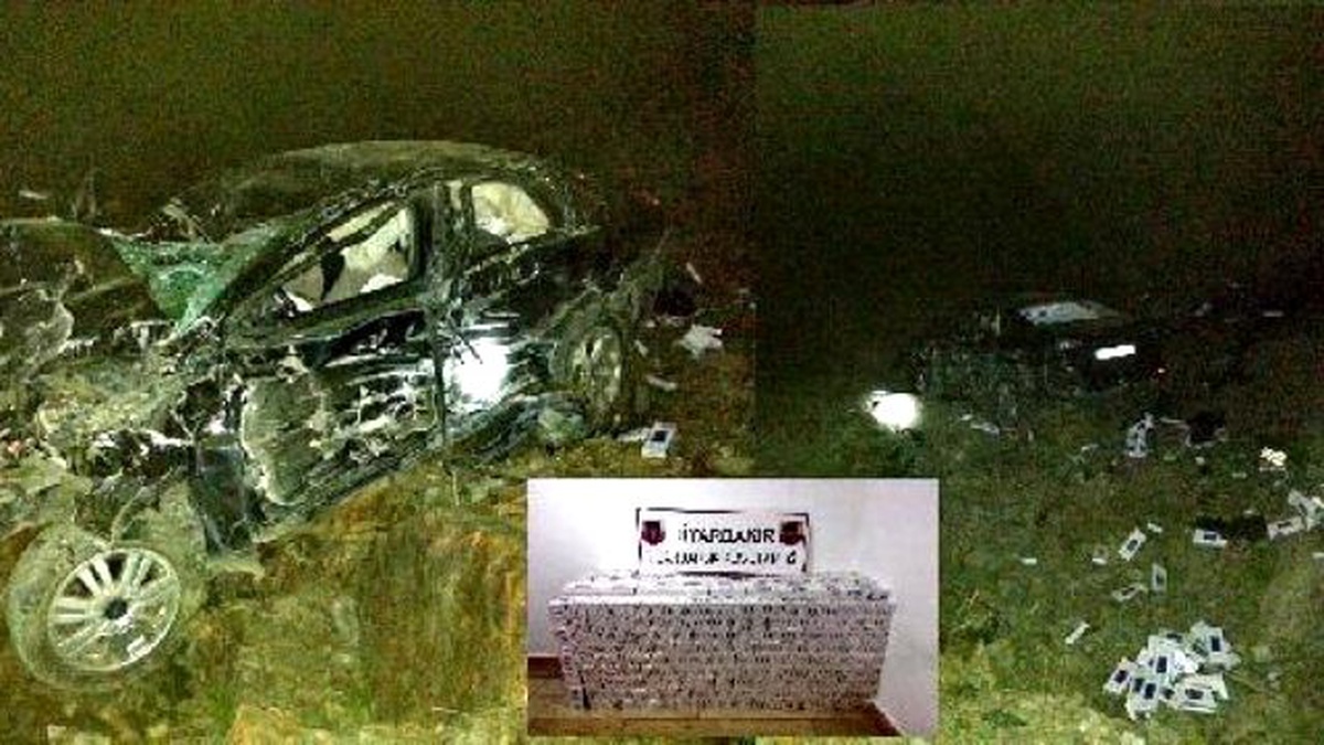 Kaza Yapan Araçtan 16 Bin Paket Kaçak Sigara Çıktı