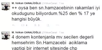 Volkan Canalioğlu'ndan CHP'li Hamzaçebi'ye Twiter'dan 'Oy' Cevabı