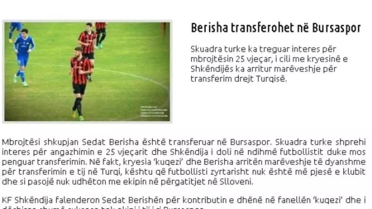 Sedat Berisha Bursaspor\'da