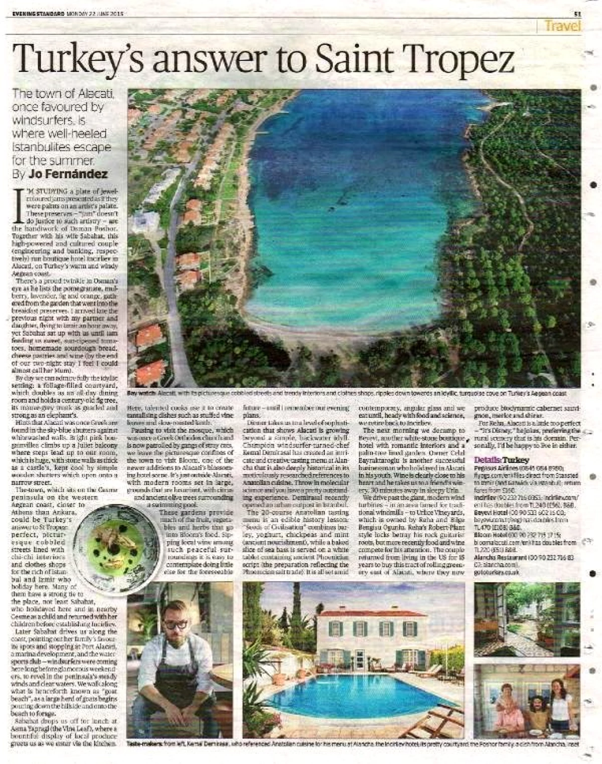 Evening Standard: "Alaçatı Türkiye\'nin Saint Tropez\'i"