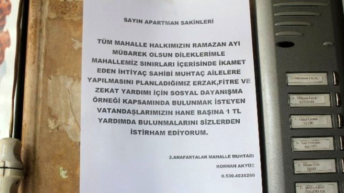 Muhtardan \'Hane Başına 1 TL\' Projesi