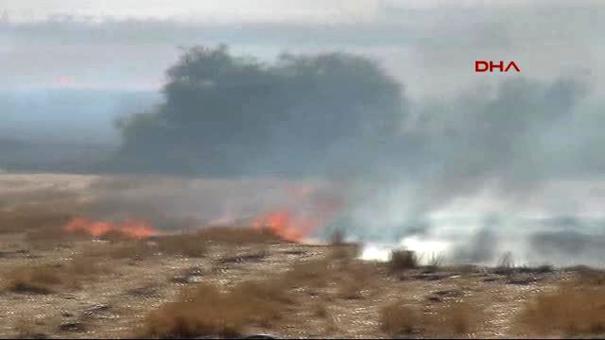Nusaybin - Suriye Sınırındaki Yangına Polis Toma ile Müdahale Etti
