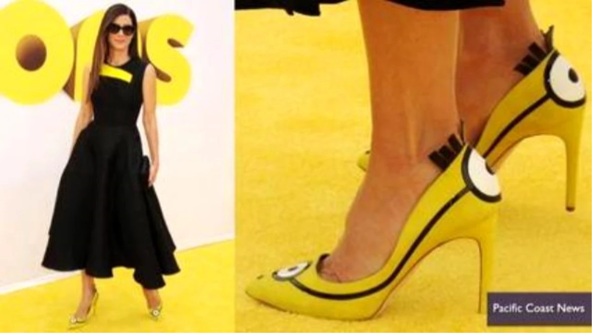 Sandra Bullock Rocks Minion-inspired Heels At \'Minions\' Premiere
