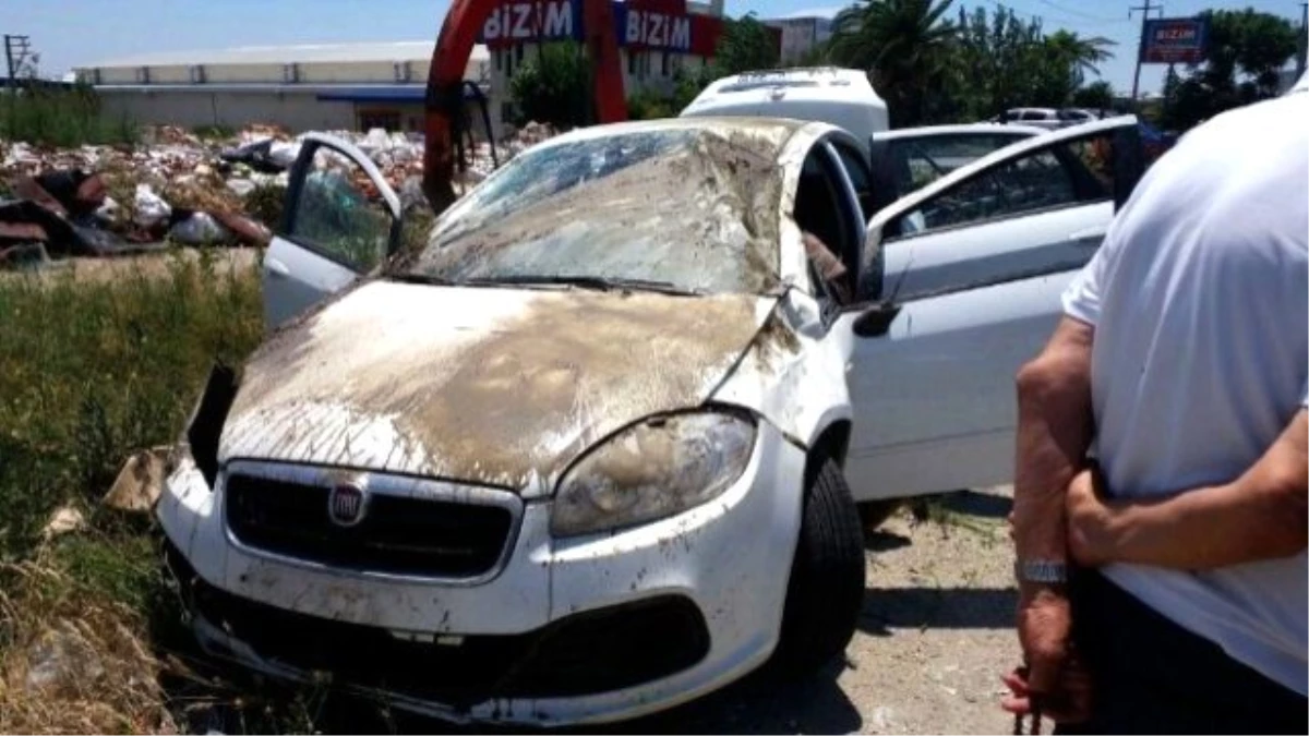 Söke\'de Otomobilin Takla Attığı Kaza Ucuz Atlatıldı