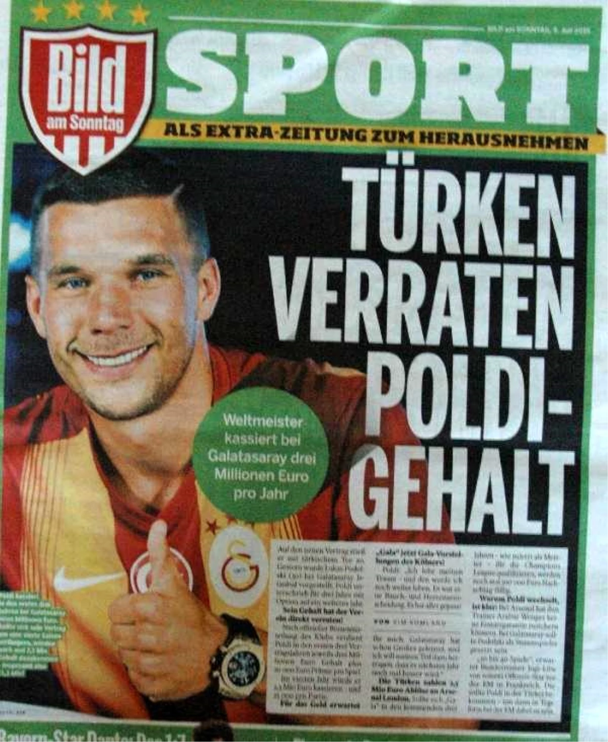 Bild Gazetesi, Galatasaray\'ın Yeni Transferi Podolski\'yi Manşete Taşıdı