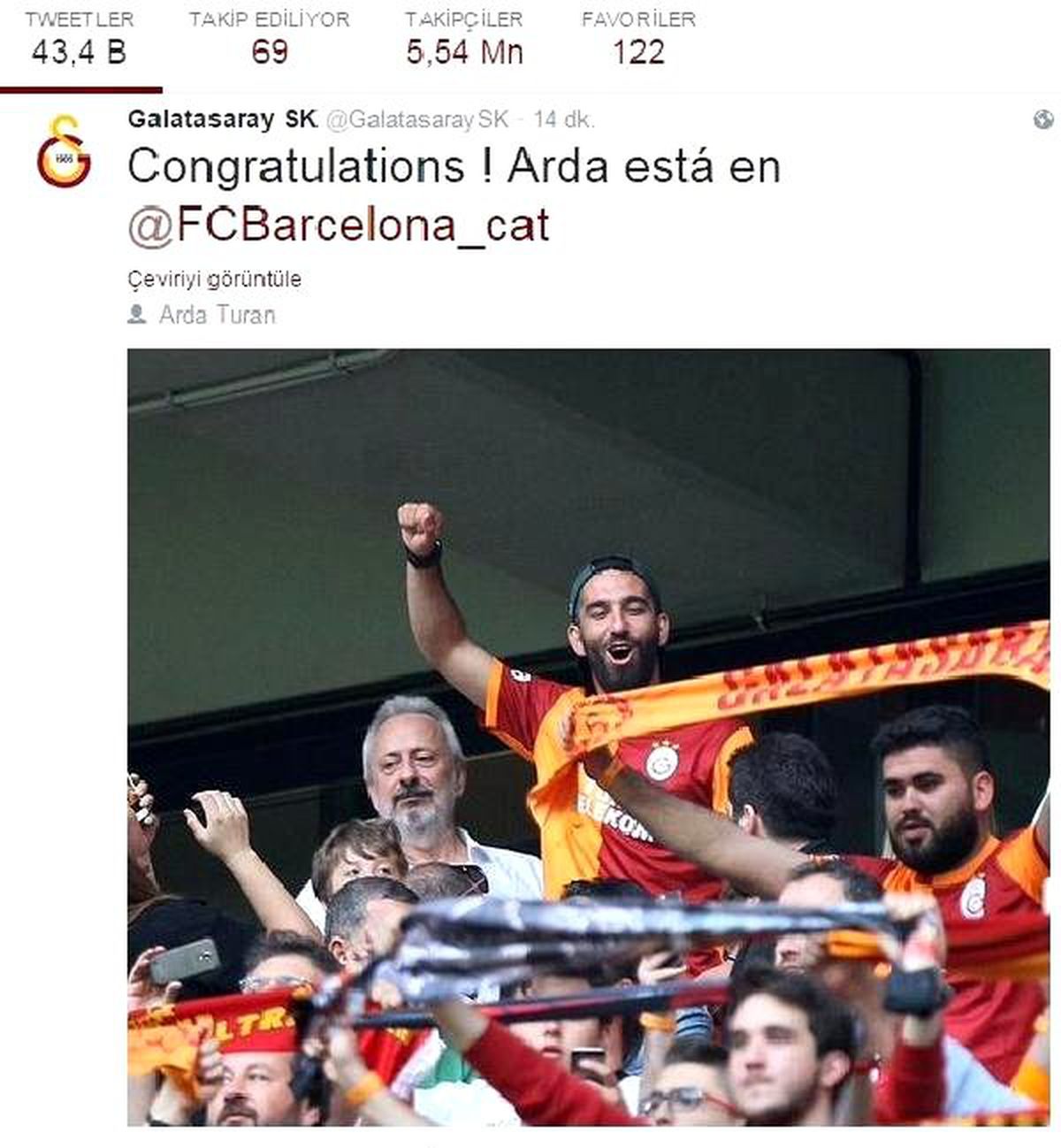 Galatasaray\'dan Arda\'ya Tebrik Mesajı