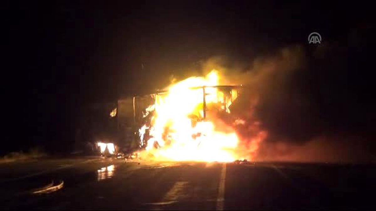 Ağrı'da Teröristler Yol Kesip Araç Yaktı