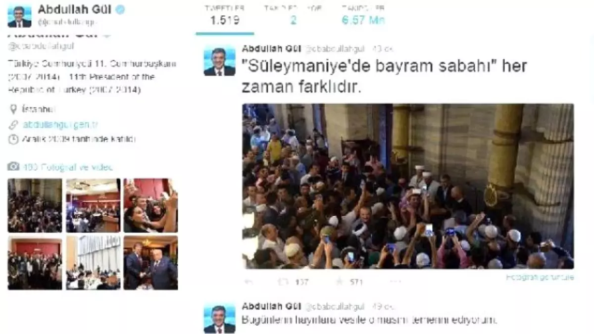 Gül, Twitter Hesabından Herkesin Bayramını Kutladı