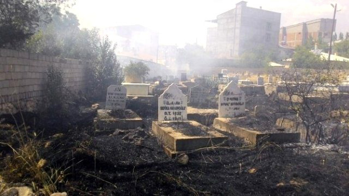 Yangın, Mezarlık ve Meyve Bahçelerine Zarar Verdi