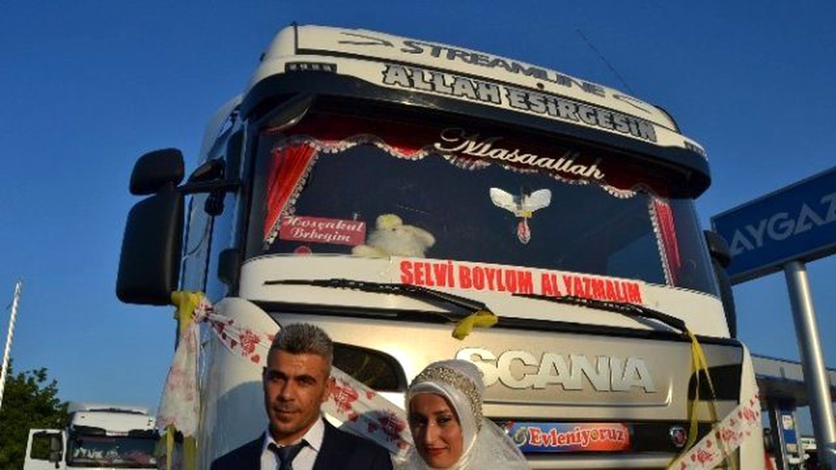 TIR Şoförü Damat, Çekiciden Gelin Arabası Yaptı