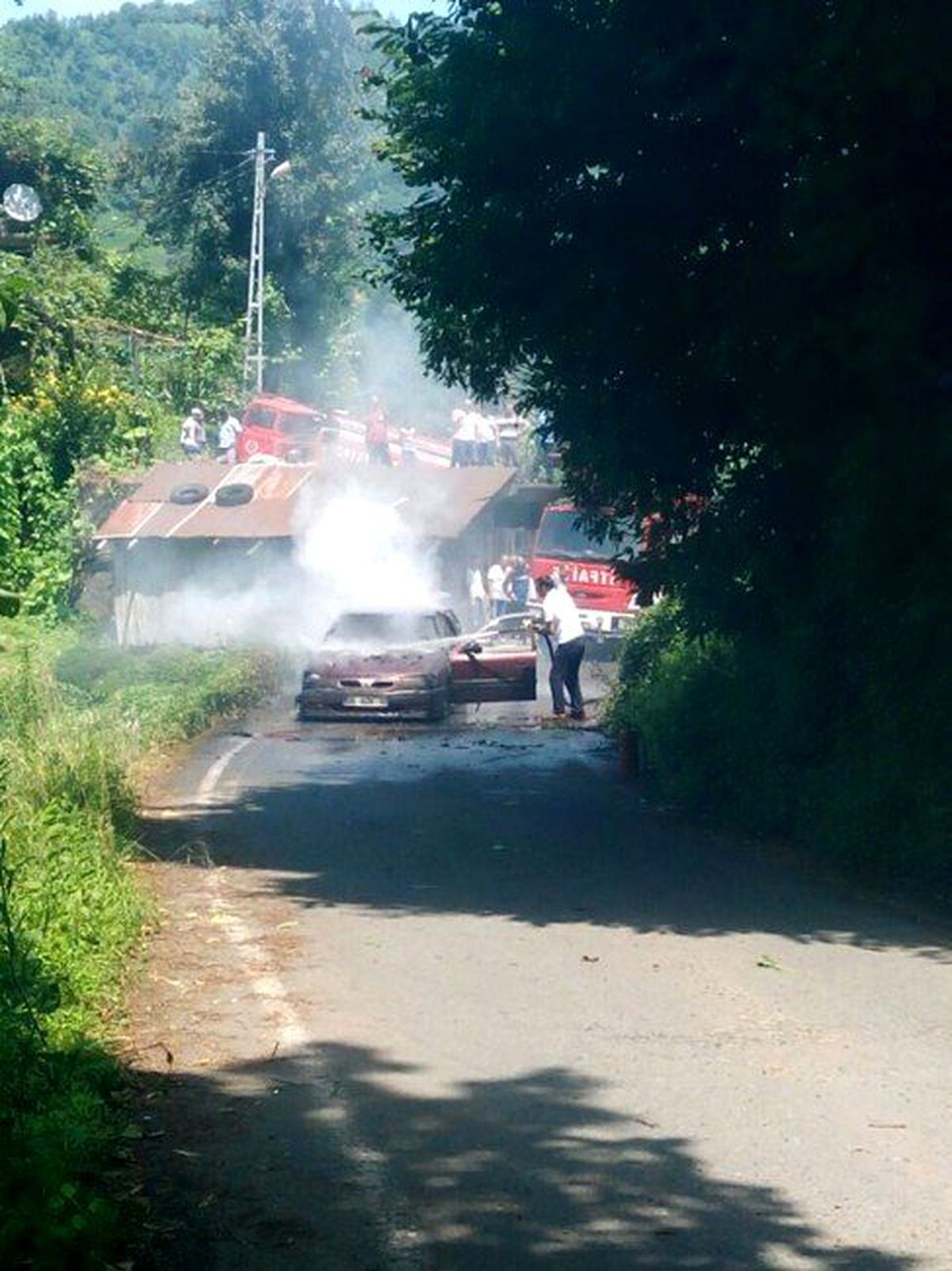 Rize\'de Araç Yangını