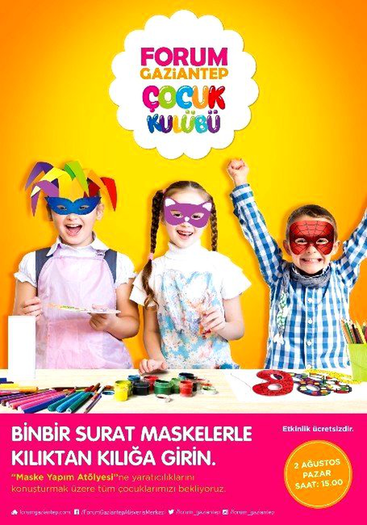 Forum Gaziantep\'te Çocuklar Rengarenk Maskeler Yapacak