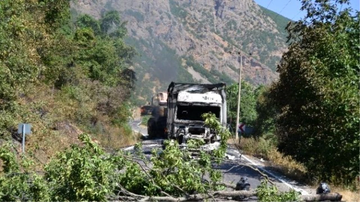 Tunceli\'de PKK\'lı Grup 5 Aracı Ateşe Verdi