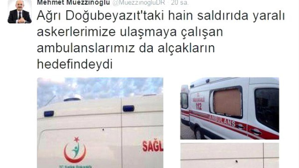 Sağlık Bakanı Müezzinoğlu, Doğubayazıt\'ta Teröristlerin Ambulanslara da Saldırmasına Tepki Gösterdi