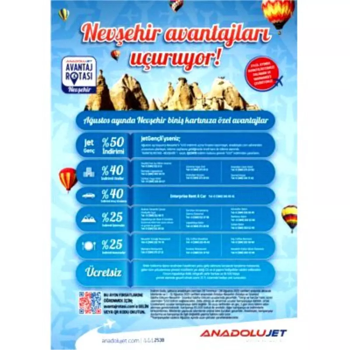 Anadolujet Avantaj Rotası Ağustos\'ta Nevşehir ile Devam Ediyor