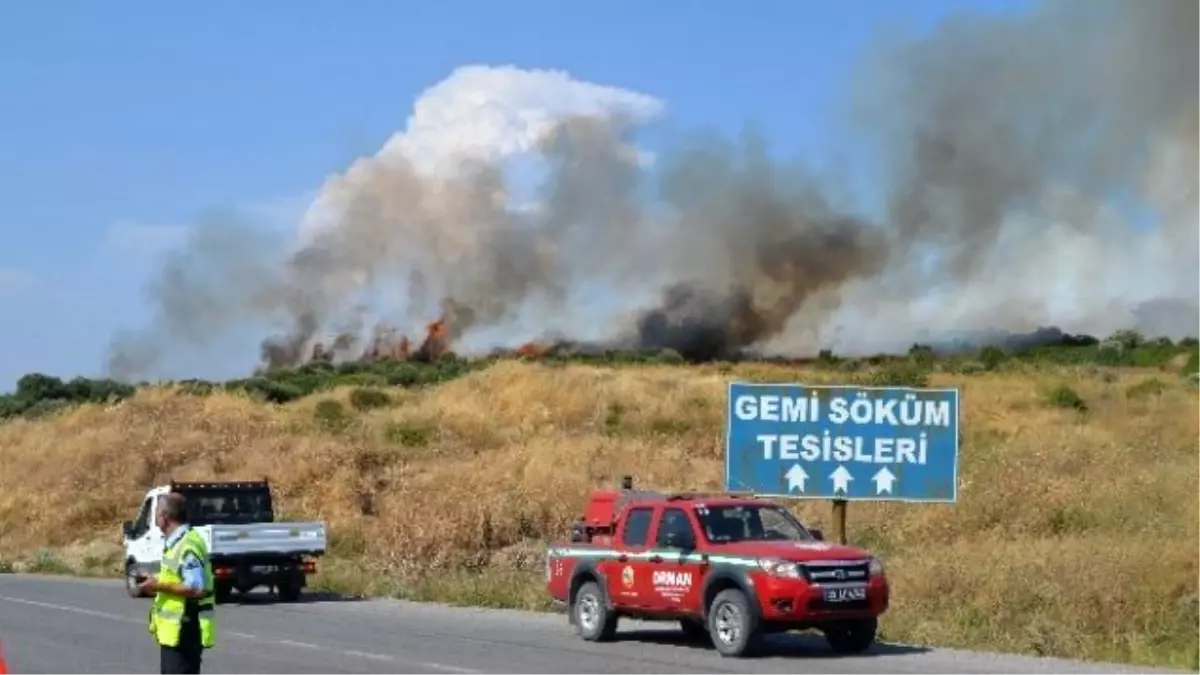 İzmir\'de Tüpraş Yakınında Çıkan Yangın Korkuttu