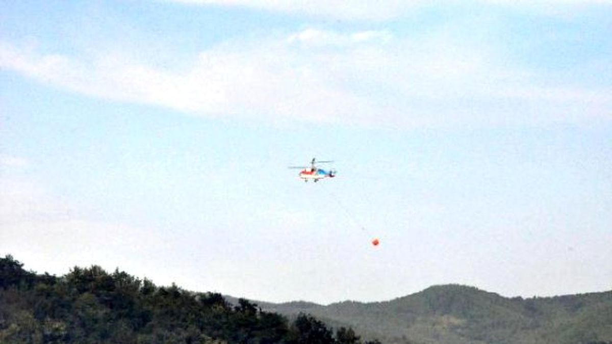 Çöplük Yangınına Helikopterli Müdahale