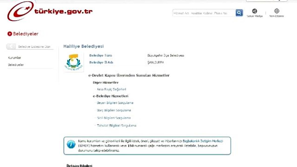 Haliliye Belediyesi\'ne E-devlet\'ten de Ulaşılacak