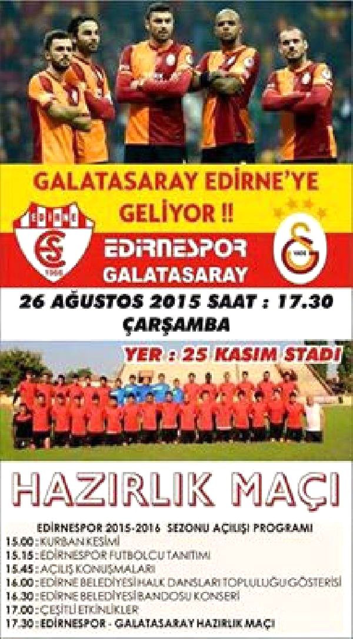 Galatasaray\'ın Rakibi Real Madrid\'den Sonra Edirnespor