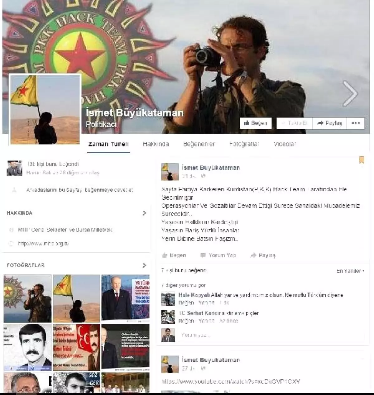 PKK\'lılar MHP\'li Büyükataman\'ın Facebook Sayfasını Hackledi