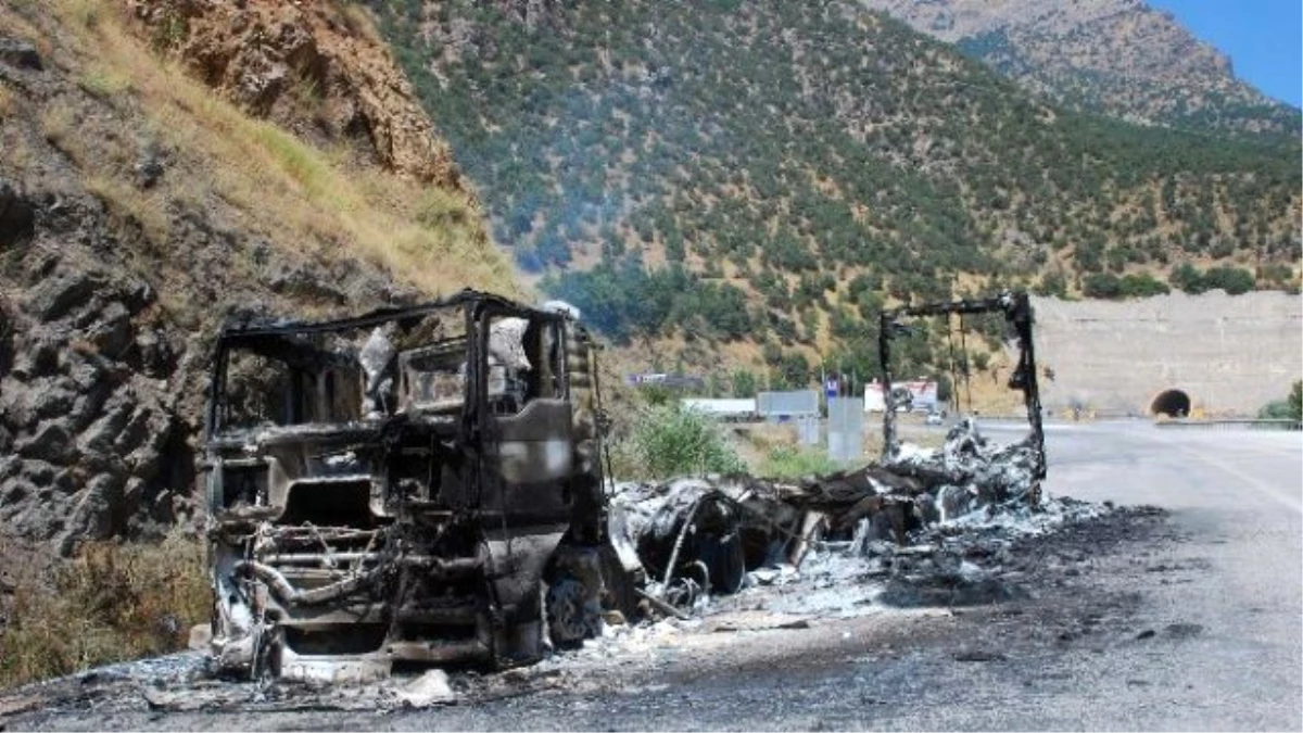 Bitlis\'te PKK Yol Kesip Araç Yaktı