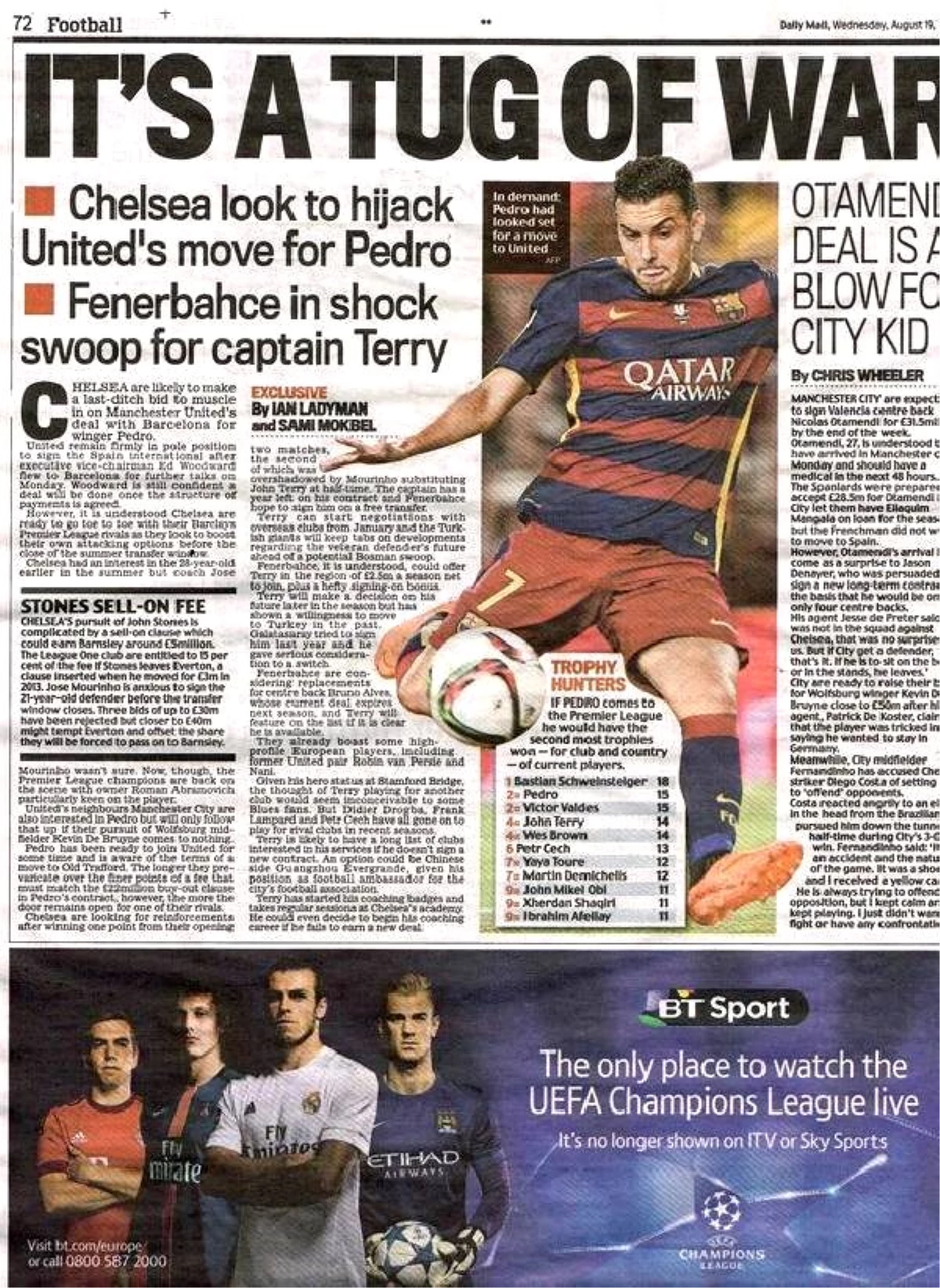 Daily Mail: "Fenerbahçe\'nin Chelsea\'nin Kaptanı Terry\'e Şok Atağı"