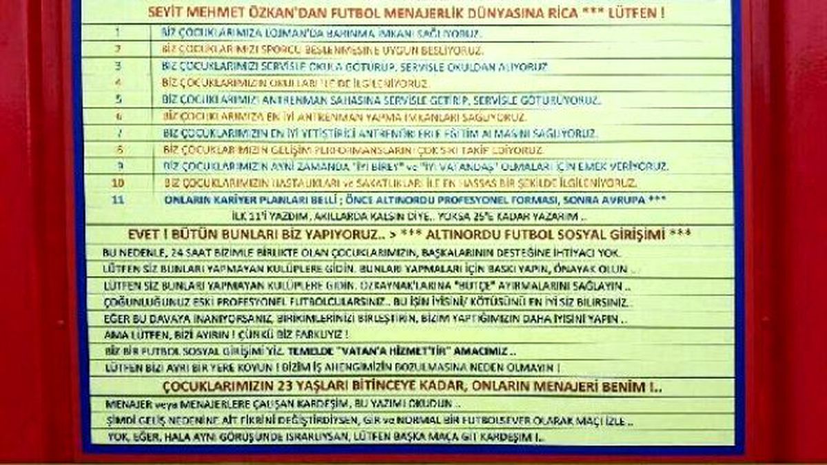Altınordu Başkanı Özkan\'dan Menajerlere Mesaj