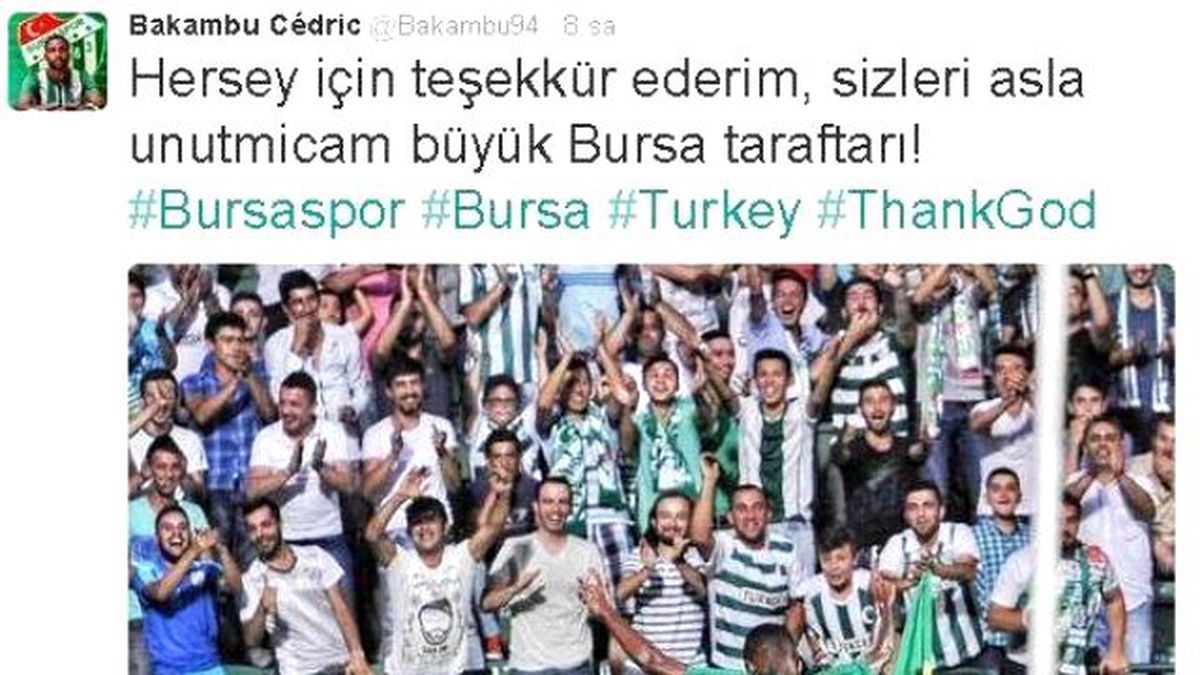 Bakambu\'dan Bursaspor Taraftarına Teşekkür