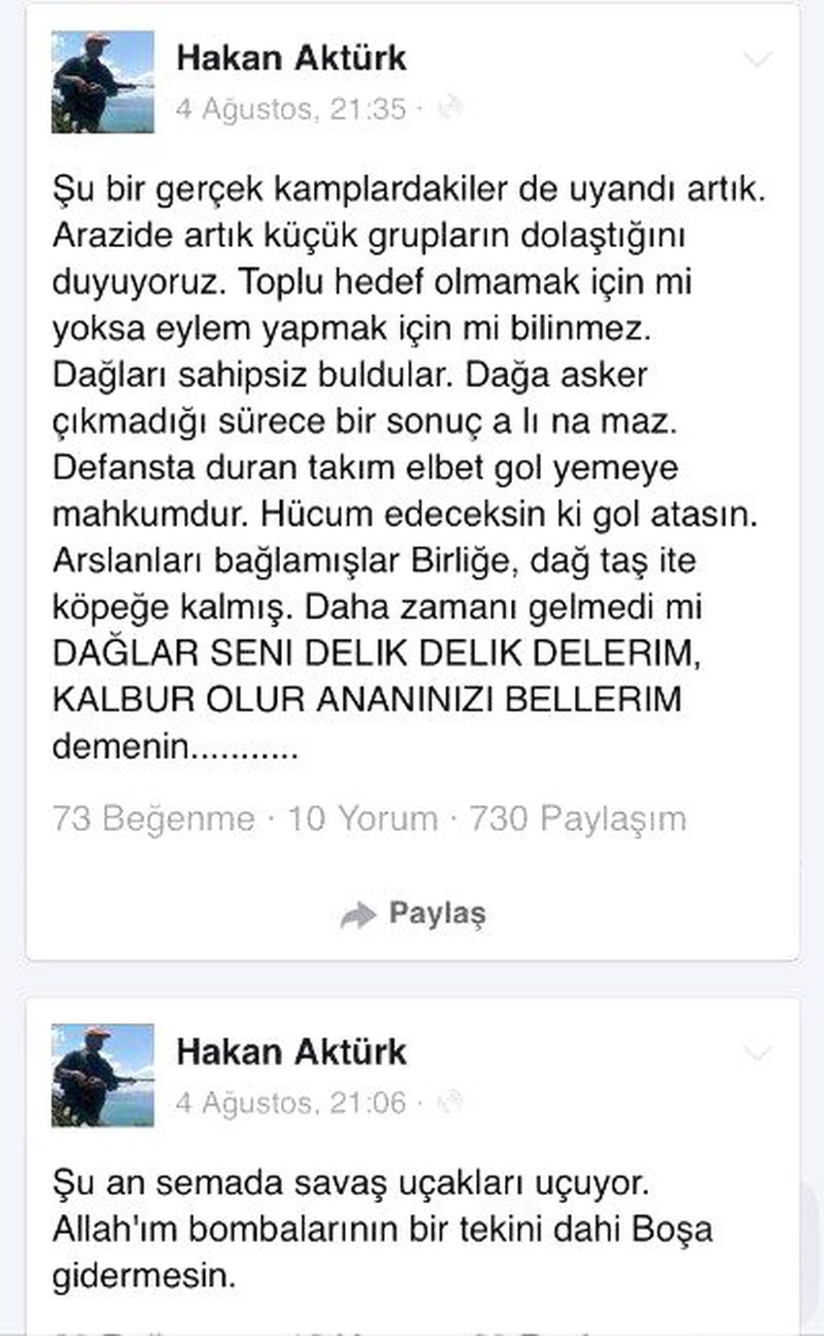 Şehit Uzman Çavuş Hakan Aktürk'ün Sosyal Medyadaki Mesajı Açıklaması