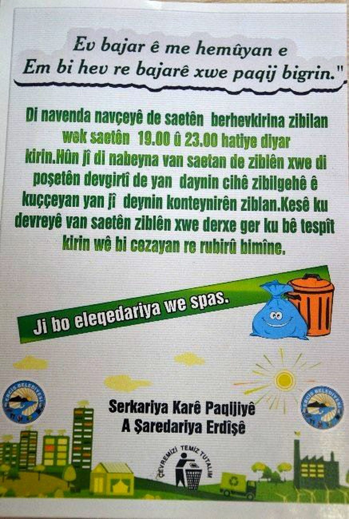 Erciş Belediyesi Çöp Poşetleme Sistemine Geçiyor