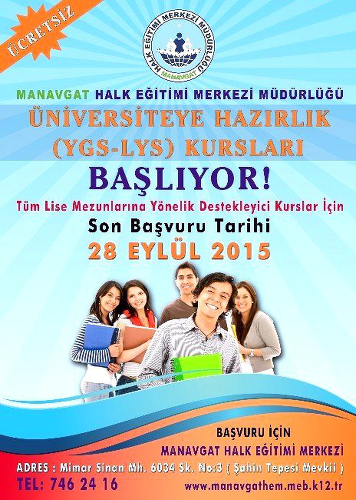 Manavgat Halk Eğitimi Merkezinden Lise Mezunlarına Ücretsiz Kurs