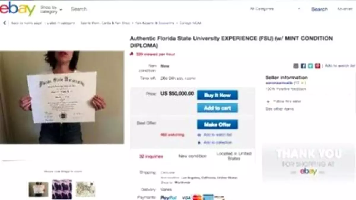 Woman Attempts To Sell College Diploma On Ebay For $50,000