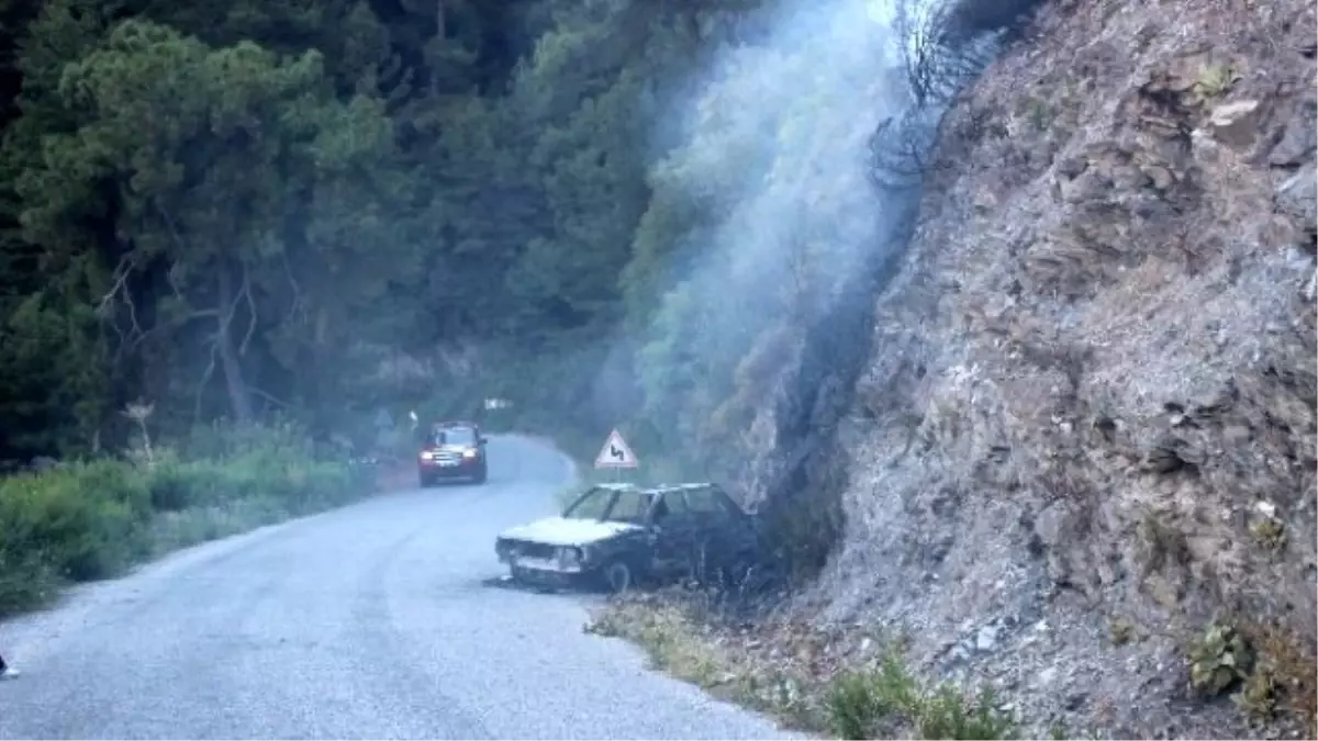 Seyir Halindeki Otomobilde Başlayan Yangın Ormana Sıçradı