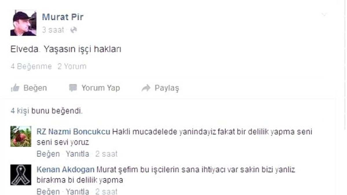 Eylem Öncesi Facebook\'tan Vedalaşmış