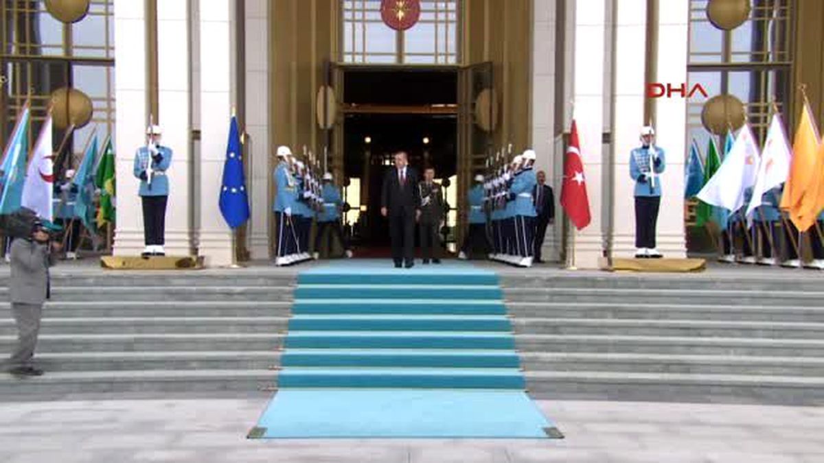 AB Konseyi Başkanı Tusk Cumhurbaşkanlığı Külliyesi\'nde