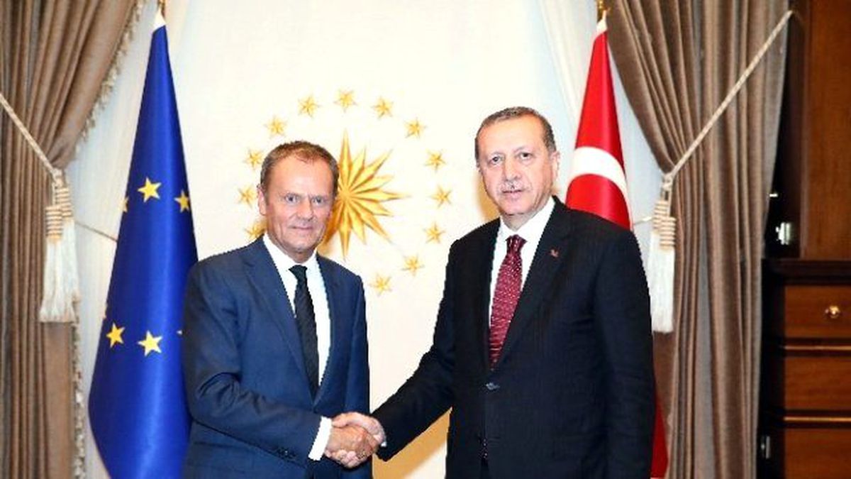 Cumhurbaşkanı Erdoğan, AB Konseyi Başkanı Tusk\'u Kabul Etti
