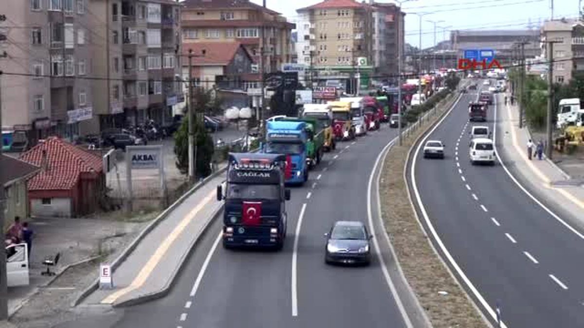 Ereğli - Tır Sürücülerinden Teröre Tepki Konvoyu