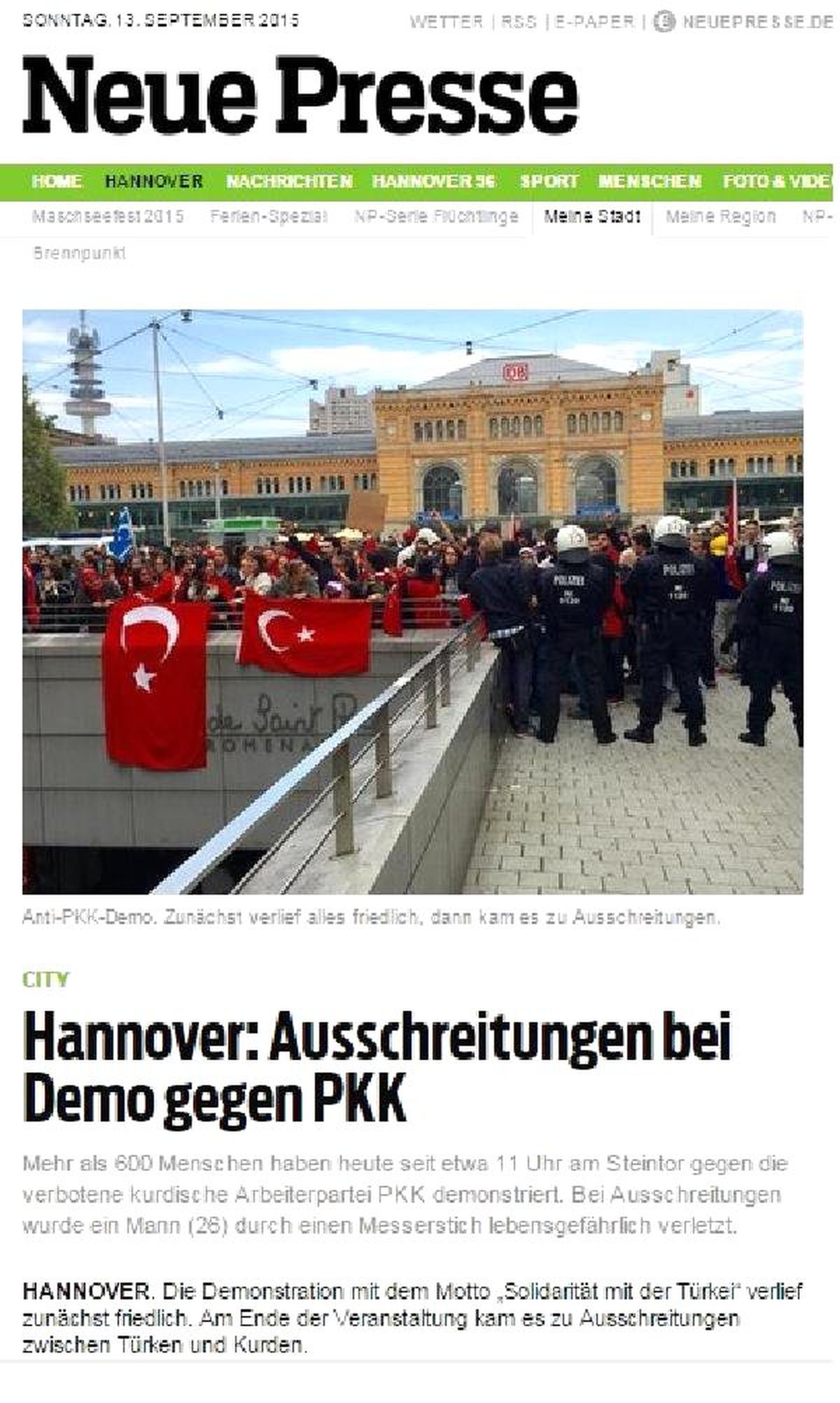 Hannover\'de PKK\'yı Protesto Mitinginden Sonra Olaylar Çıktı