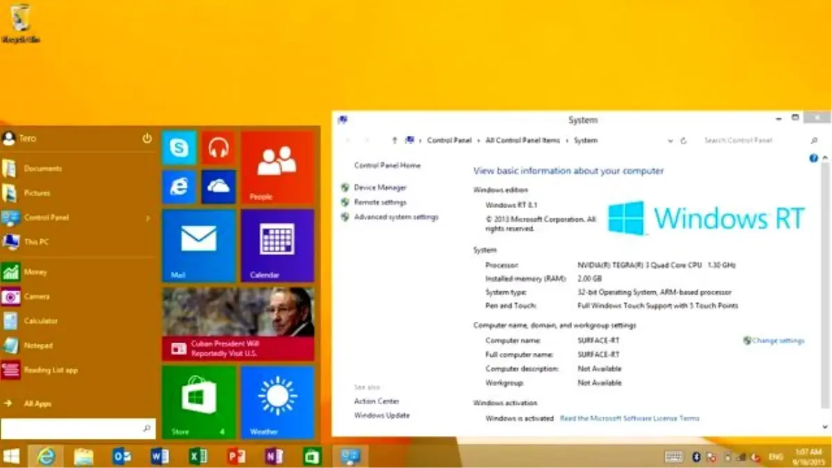 Microsoft Surface Rt Başlat Menüsüne Kavuştu!