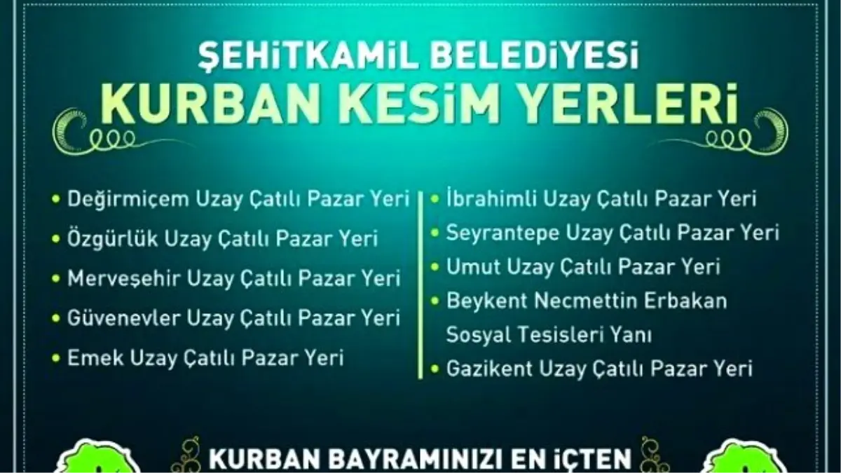 Şehitkamil\'de Kurban Kesim ve Satış Yerleri Belirlendi