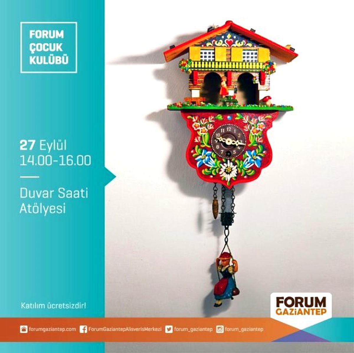 Forum Gaziantep Çocuk Kulübünde Bu Hafta Sonu Duvar Saati Atölyesi Gerçekleşecek