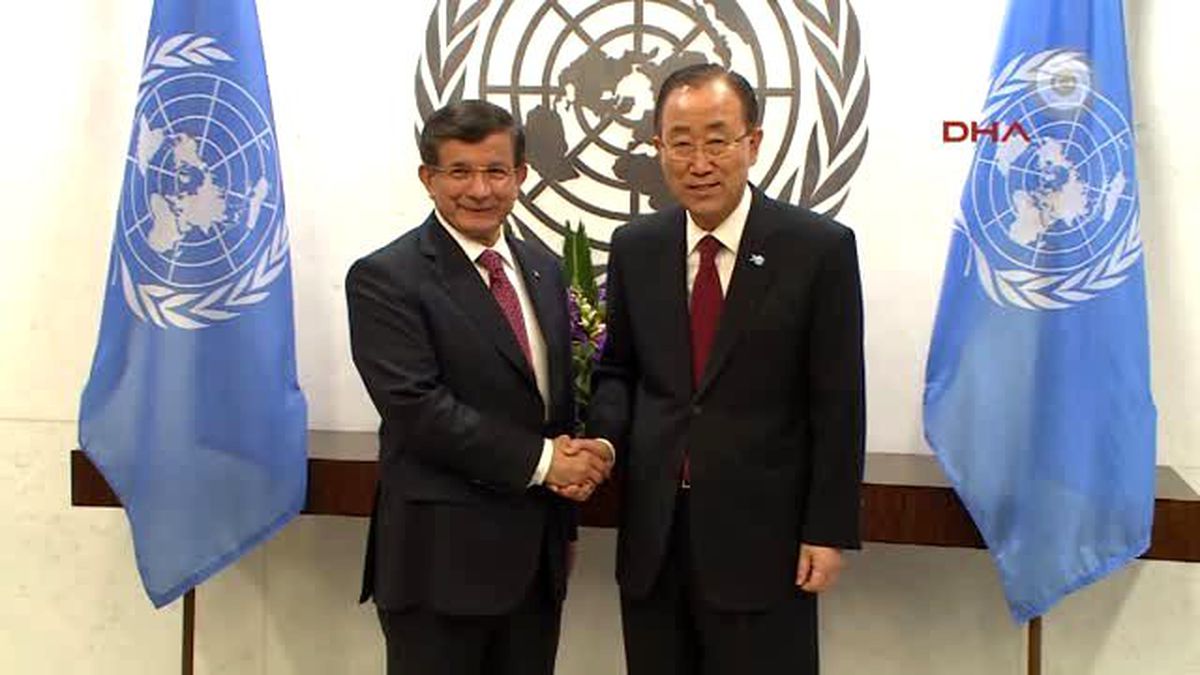 Dha Dış- Başbakan Ahmet Davutoğlu, Birleşmiş Milletler Genel Sekreteri Ban Ki-Moon ile Görüştü.