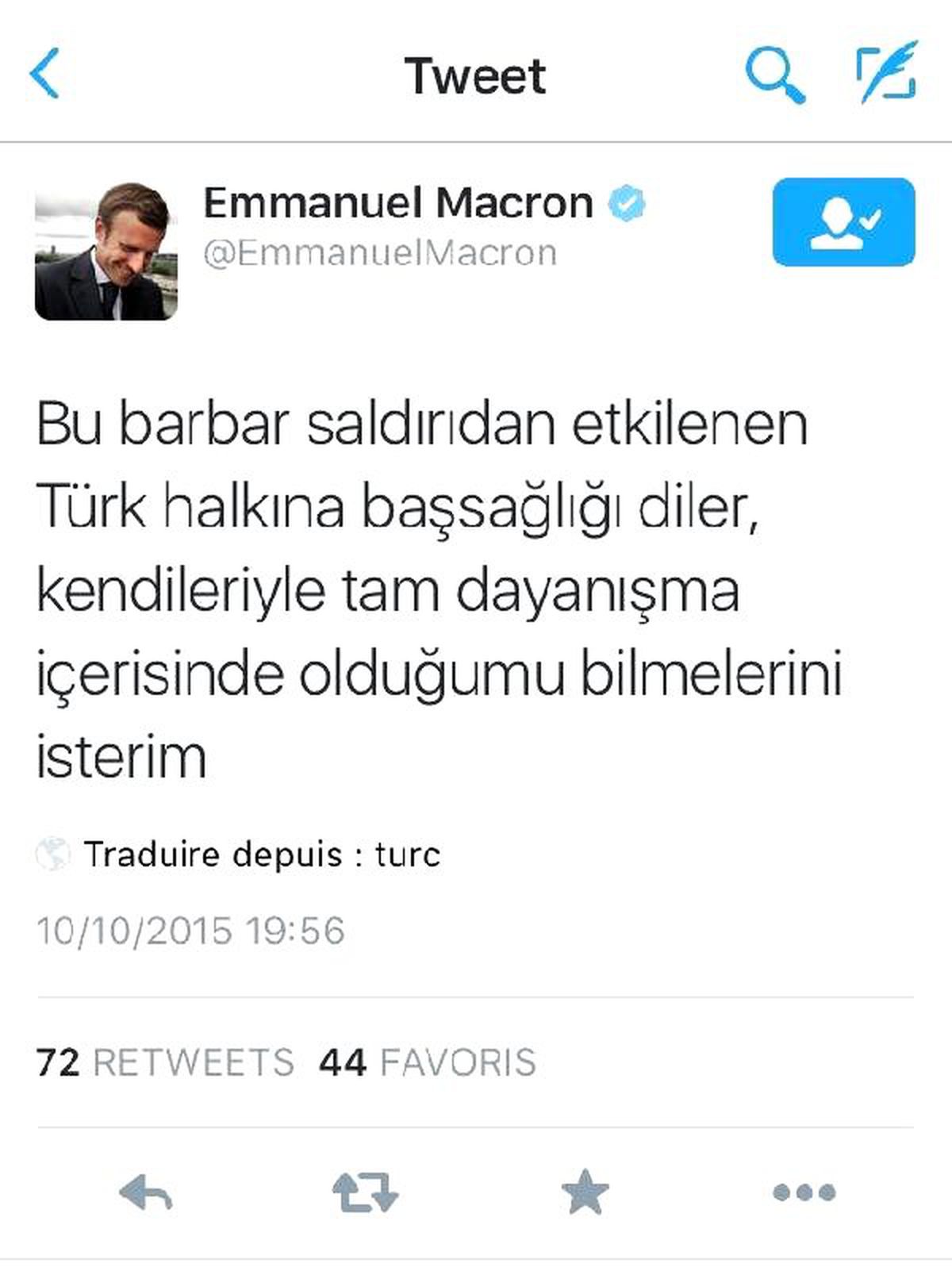 Fransa Ekonomi Bakanı Macron\'dan Türkçe Tweet...