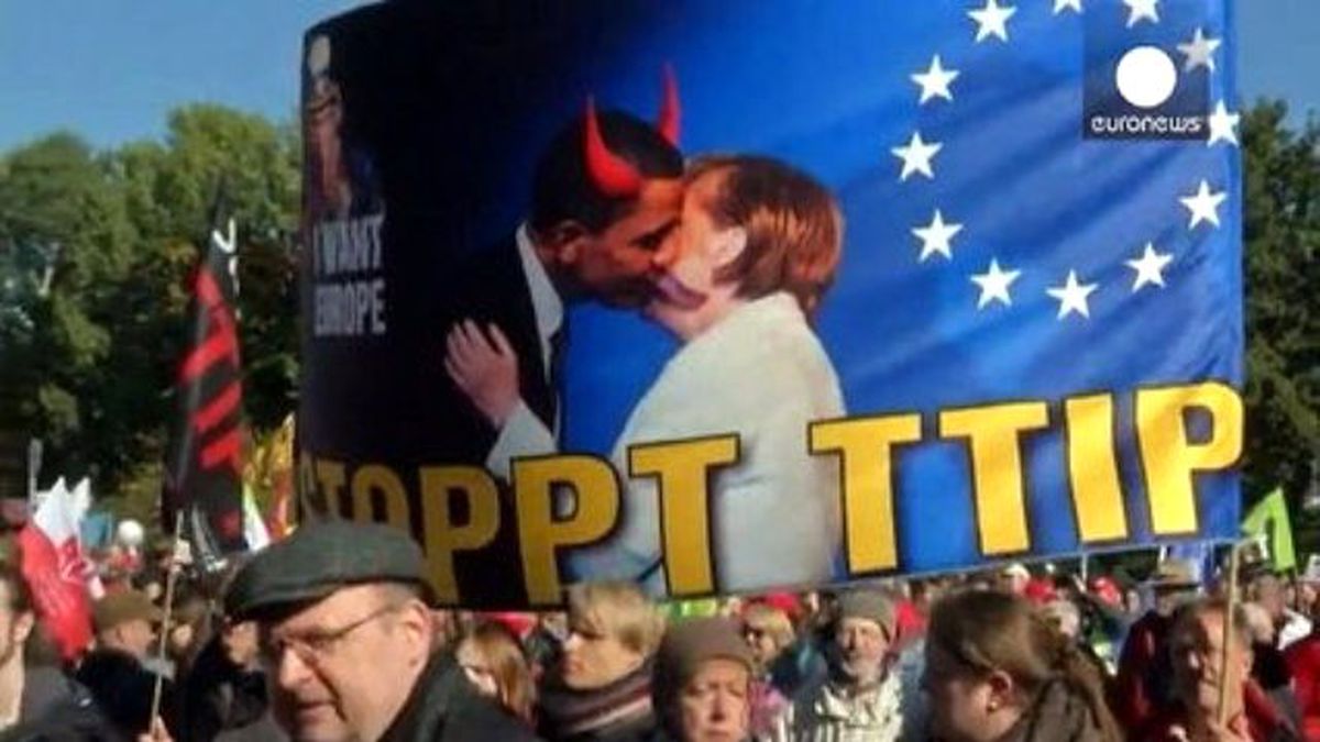 ABD ile Yapılması Planlanan Serbest Ticaret Anlaşması Berlin\'de Protesto Edildi