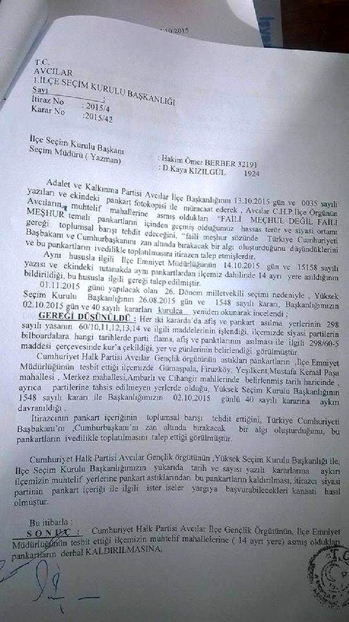 AK Parti İtiraz Etti, CHP\'nin \'Faili Meçhul Değil, Faili Meşhur\' Pankartları Toplatıldı