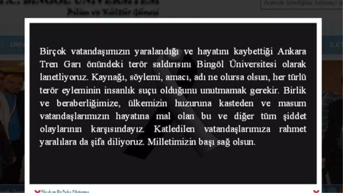 Bingöl Üniversitesi Ankara\'daki Terör Saldırısını Lanetledi