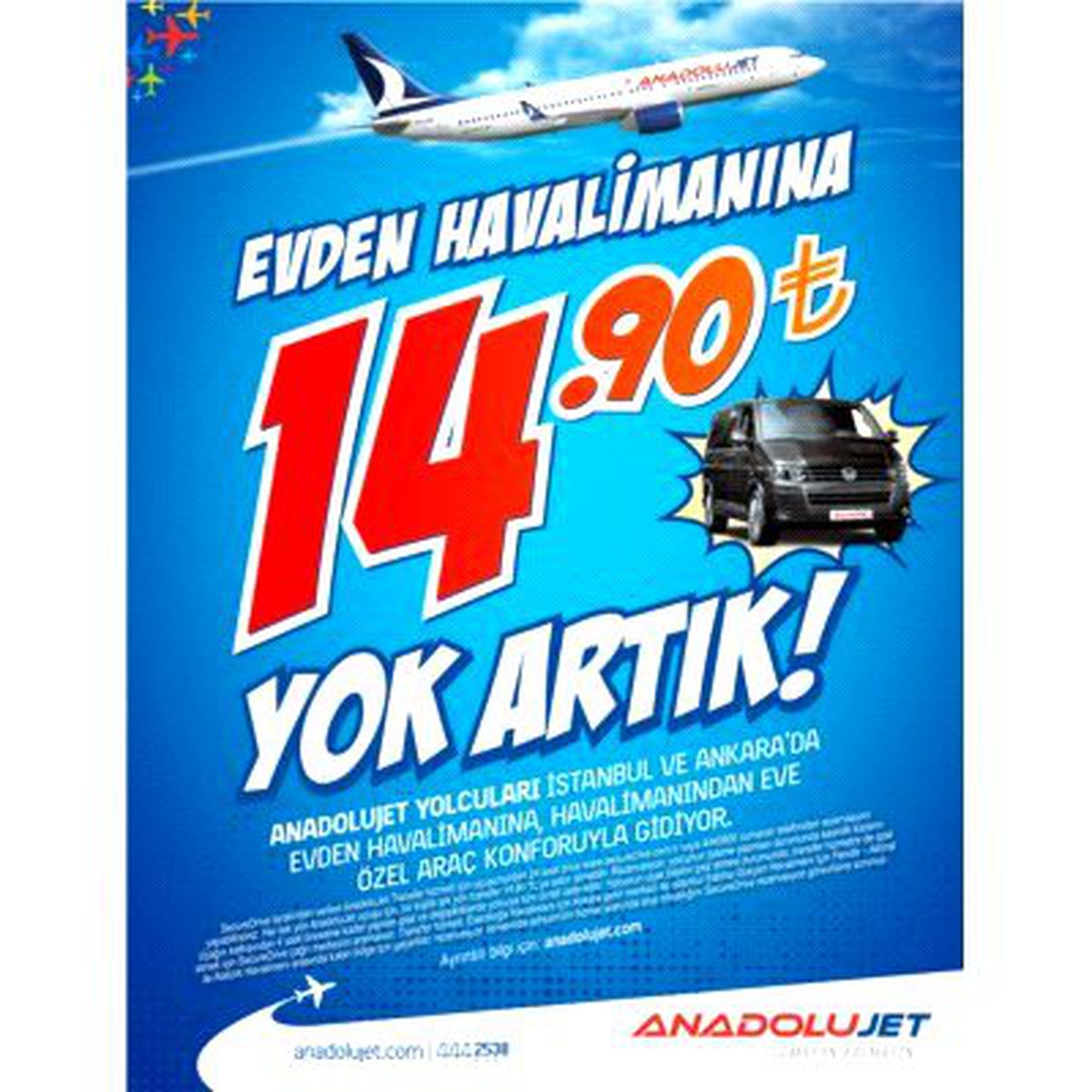 Anadolujet Yolcularını Adrese Ulaştıran Havalimanı Transfer Hizmeti Sadece 14.90 Tl