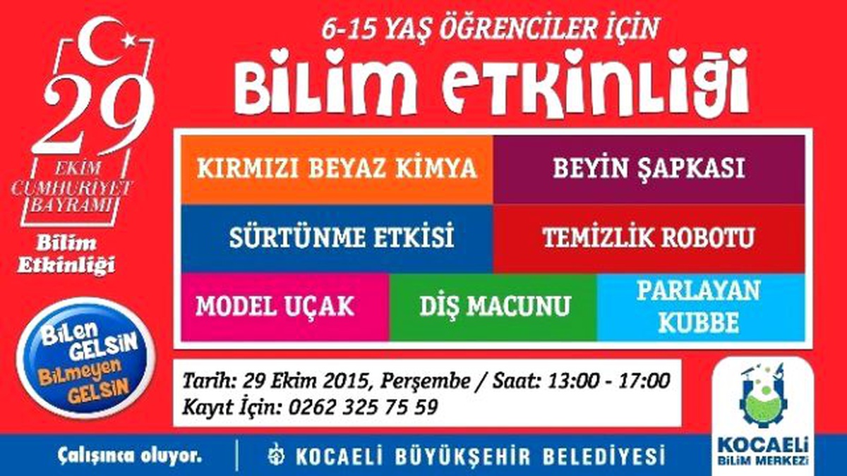 Bilim Merkezi Cumhuriyet Bayramı\'nda Atölye Çalışması Yapacak