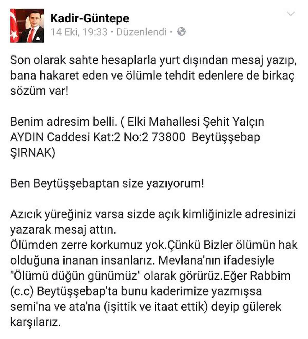PKK\'nın Tehdit Ettiği Kaymakam Meydan Okudu