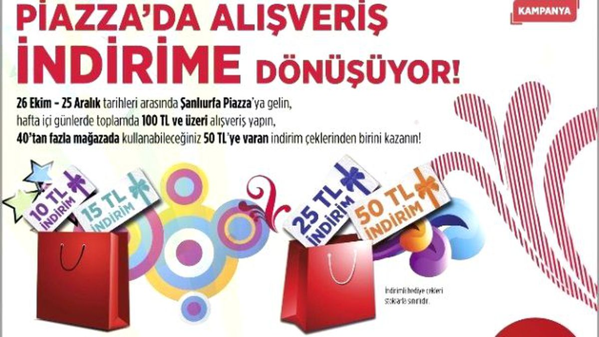 Şanlıurfa Piazza\'da İndirim Çeki